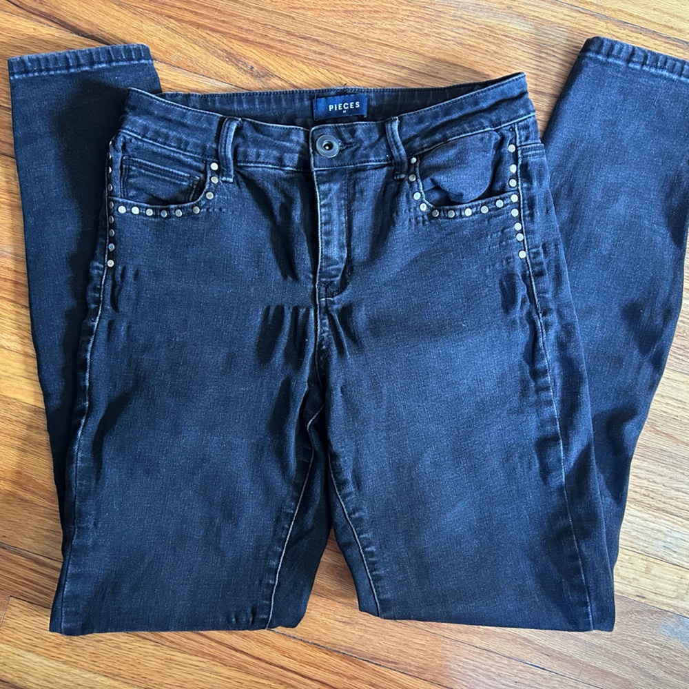 Pieces High Waisted Black Denim Jeans.